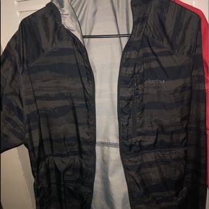 Grey Columbia wind breaker $15 ... pink one $15